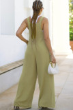 Solid Color Loose Back Pants Jumpsuit QYMF-3154