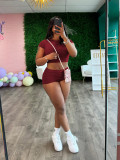 Solid Color Tight Two Piece Shorts Set QYMF-3153