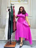 Solid Color Irregular Long Skirt Two Piece Set GZRF-77078