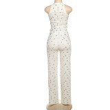 Rib Backless Casual Pajamas Long Pants Set GSLF-K25S72558