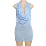 V Neck Backless Knits Mini Dress GSLF-W24D65866