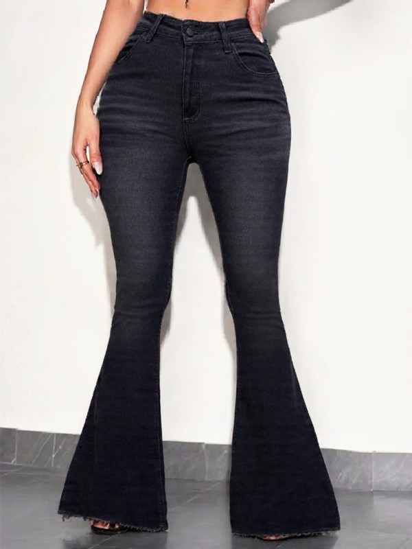 Fashion Solid Color Micro Flare Jeans GXJF-248007