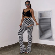 Fashion Stripe Micro Flare Pants GDYF-10786