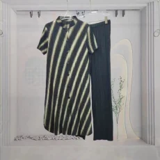 Stripe Short Sleeve Loose Two Piece Pants Set GZRF-KH-0082