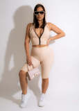 Sleeveless Zipper Hooded Two Piece Shorts Set LSD-82066