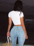 Washed Holes Casual Tight Jeans GXJF-23914