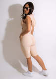 Sleeveless Zipper Hooded Two Piece Shorts Set LSD-82066