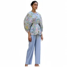Print Tie Up Tops And Casual Pants Suit GZRF-KH-0041