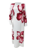 Loose Long Sleeve Print Midi Dress LS-0421