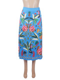 Casual Printed Vintage Half Body Skirt SHD-9705