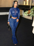 Leopard Print Long Sleeve Two Piece Pants Set SHD-9729
