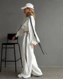 Solid Color Loose Ribbon Two Piece Pants Set OD-8746