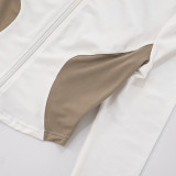 Color Block Long Sleeve Zipper Shorts Suit GDSF-D25ST249