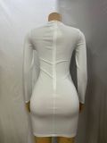 Long Sleeve Hollow Out Mini Dress GMYU-8374