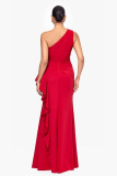 Single Shoulder Solid Color Ruffles Maxi Dress XHXF-463