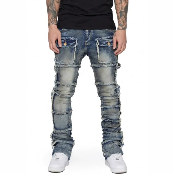 Men's Fashion Stacked Straight Jeans XCFF-3039