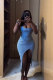 Sexy Backless Irregular Denim Midi Dress GMYU-6596