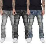 Men's Fashion Stacked Straight Jeans XCFF-3039