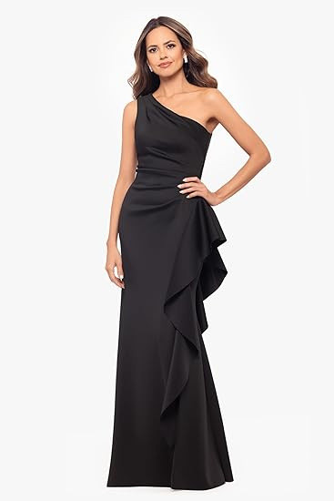 Single Shoulder Solid Color Ruffles Maxi Dress XHXF-463