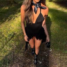 Backless Deep V Neck Romper OD-6011