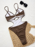 Solid Color Hollow Out One Piece Swimsuit CSYZ-337