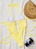 Solid Color Tie Up Bikinis Swimsuit CSYZ-339