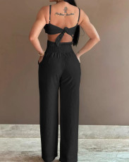Solid Color Sling Slim Jumpsuit SHD-9629