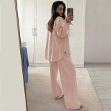 Long Sleeve Solid Color Loose Pants Suit SSNF-211483