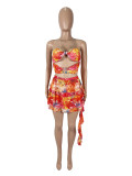 Print Wrap Chest Two Piece Skirts Set SHD-9522