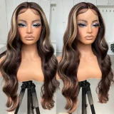 Blonde Center Parted Long Curly Hair Big Waves Wigs YWHX-M1631