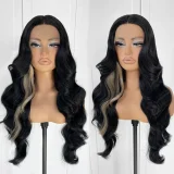 Blonde Center Parted Long Curly Hair Big Waves Wigs YWHX-M1631