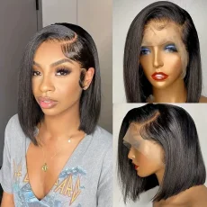  Medium Short Straight Hair Chemical Fiber Head Cover Wig YWHX-M1654
