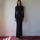 Long Sleeve Solid Color Slim Maxi Dress DLSF-K25D74696
