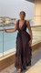 V Neck Tie Up Ruffles Long Dress GMSF-9270