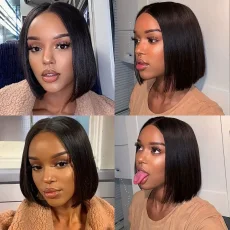 Center Parted Short Straight Hair Bob Wig YWHX-M1555