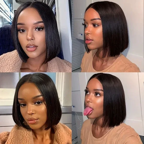 Center Parted Short Straight Hair Bob Wig YWHX-M1555