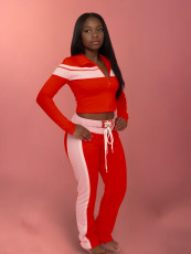 Color Block Patchwork Long Sleeve Pants Three Piece Set CH-25037