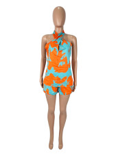 Leopard Print Irregular Vest Two Piece Shorts Set SHD-9534