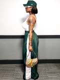 Casual Solid Color Drawstring Wide Leg Pants BGN-364