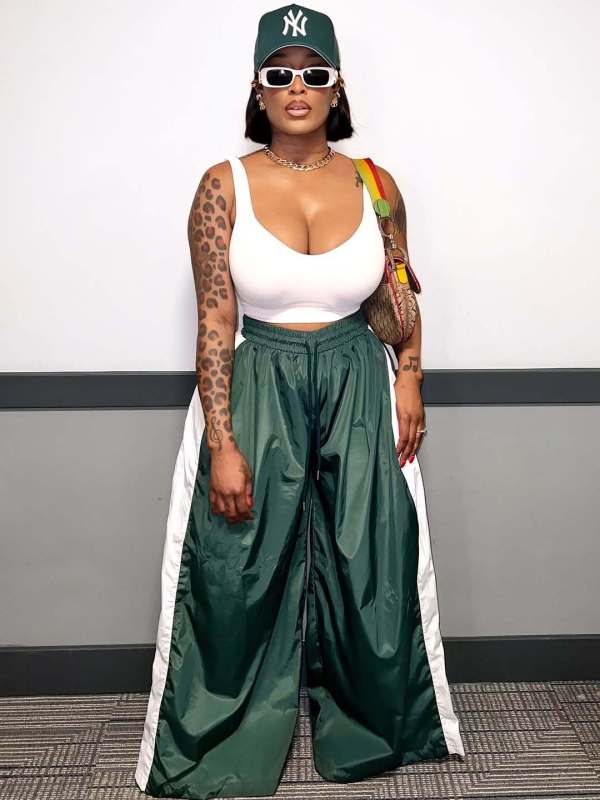 Casual Solid Color Drawstring Wide Leg Pants BGN-364