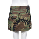 Camouflage Split Tassel Half Body Skirt GBTF-9190DD