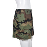 Camouflage Split Tassel Half Body Skirt GBTF-9190DD