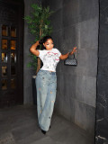 Plus Size Fashion Embroidery Straight Jeans GYLN-0932