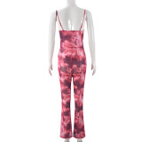 Mesh Print Backless Sexy Jumpsuit GBTF-32093JBY