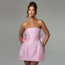 Strapless Bow Mini Dress FL-YJ24112SKO
