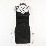 Knits Backless Sling Mini Dress FL-JY22286PF