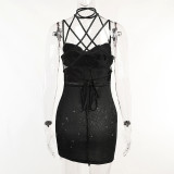 Knits Backless Sling Mini Dress FL-JY22286PF
