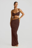 Solid Color Small Vest Long SKirt Two Piece Set GYME-K24D60325