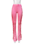 Tassel Solid Color Micro Flare Jeans XMCS-CS20247242048