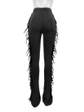 Tassel Solid Color Micro Flare Jeans XMCS-CS20247242048